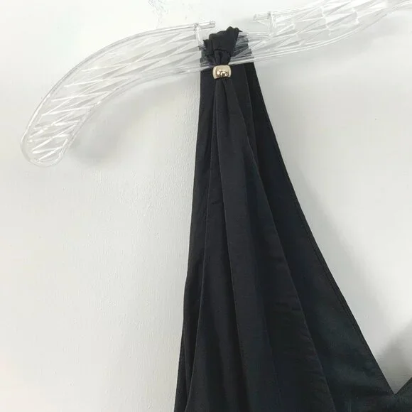 Maje Openwork Satin-Effect Black Maxi Dress Party Prom  Sz 38 (4) - Picture 15 of 16